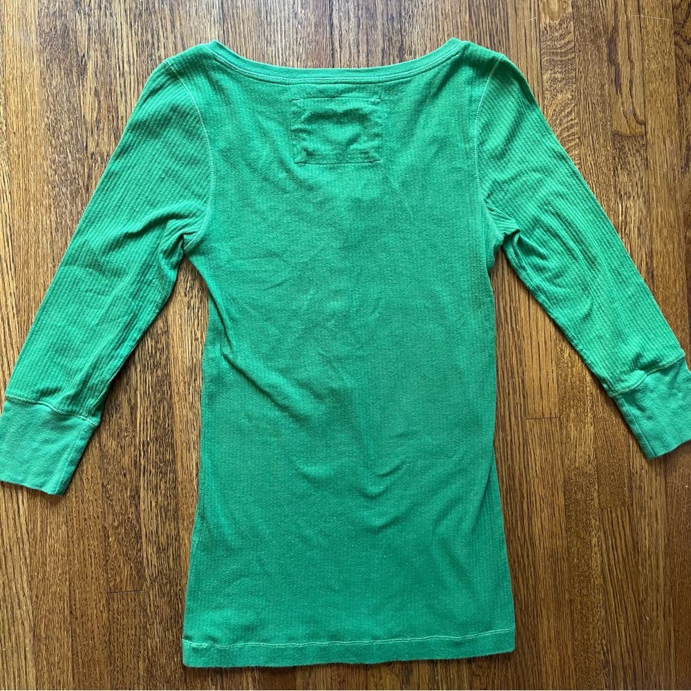 Aeropostale L stretch ribbed Henley shirt y2k green Spring preppy - Picture 5 of 7